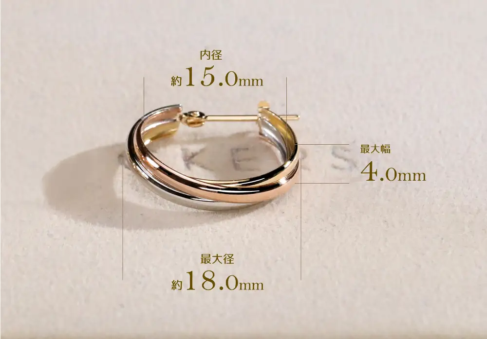 K18YG/K18PG/PT トリニティピアス-18mm 130444 SWAE051-b