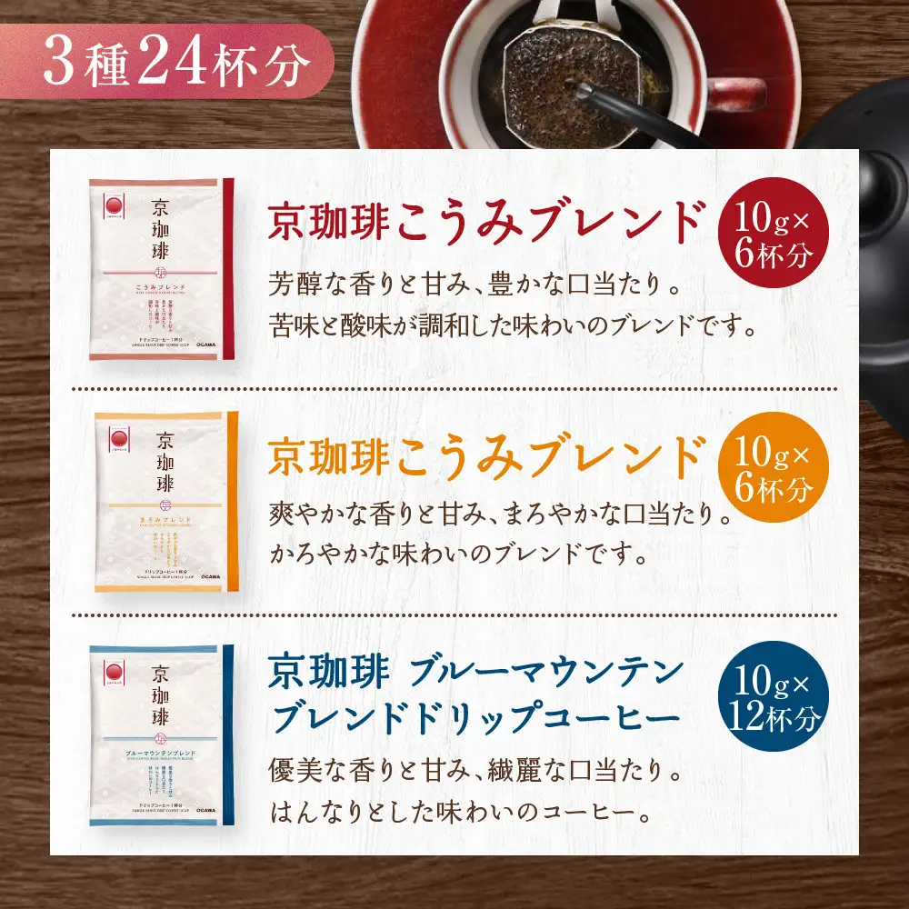 【小川珈琲】京珈琲ドリップコーヒーギフト(3種24杯入り)｜京都 OGAWA コーヒーブランド 人気セット OCKB-50