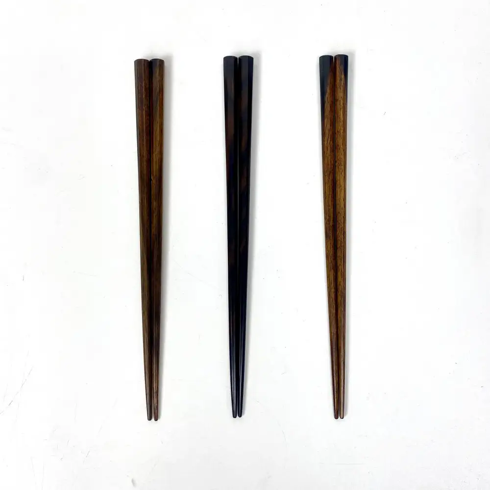 【23.5ｃｍ】黒柿 八角箸 大 漆塗り