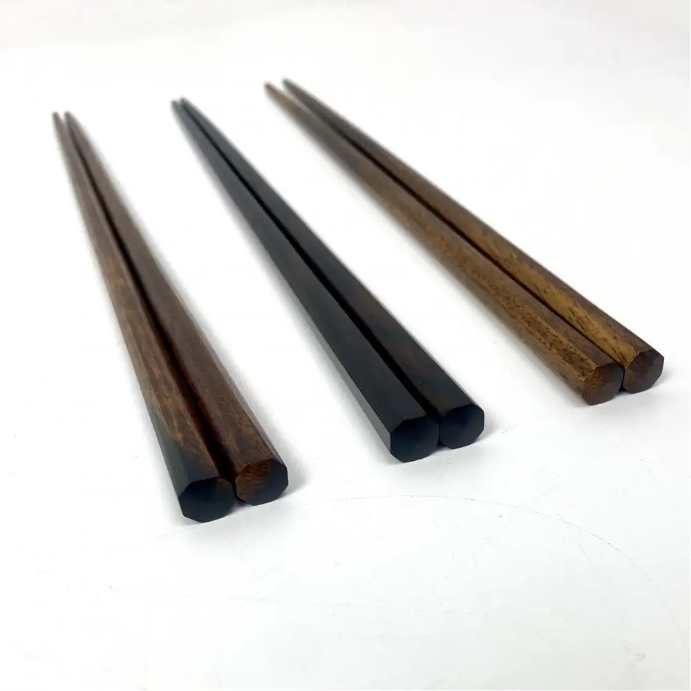 【22ｃｍ】黒柿 八角箸 小 漆塗り