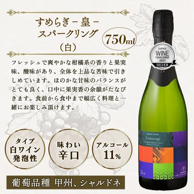 丹波ワイン スパークリングワイン  白赤飲み比べ 750ml 2本 セット ワイン 