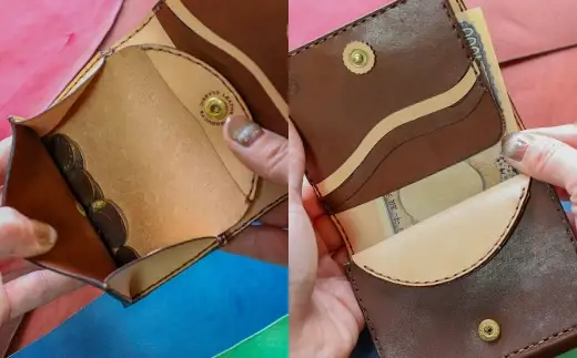 【neoclassic】 牛本革 コンパクト財布 （Dark Brown） 牛革 本革 レザー 姫路レザー 財布 コンパクトウォレット ウォレット ハンドメイド コンパクトサイズ 手のひらサイズ 北海道 小樽市