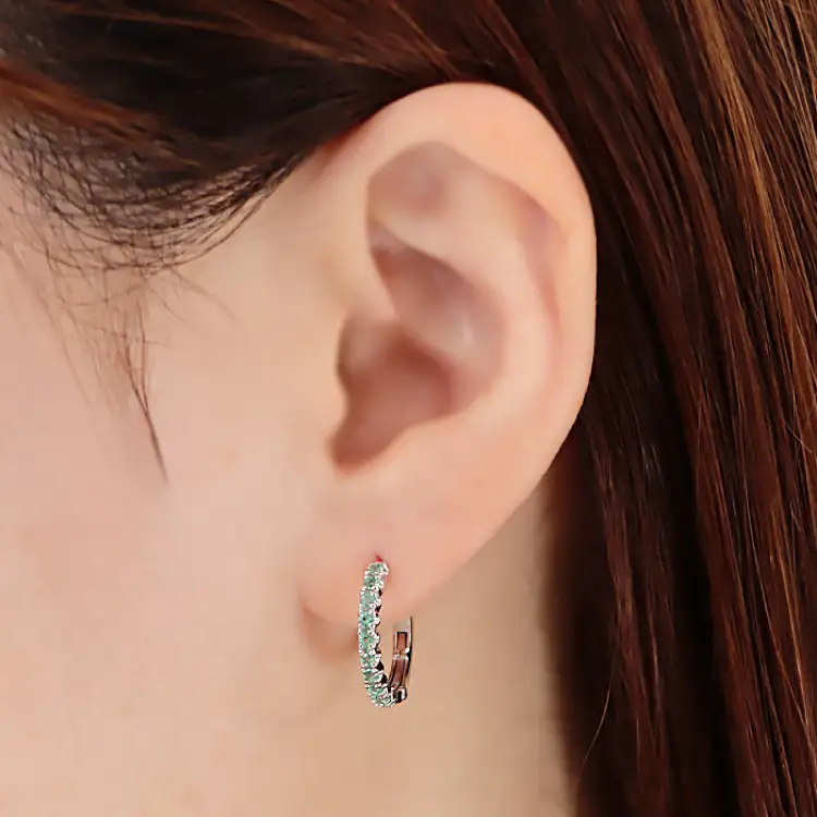 ピアス フープピアス プラチナ PT900 エメラルド 【f215-em-pt】