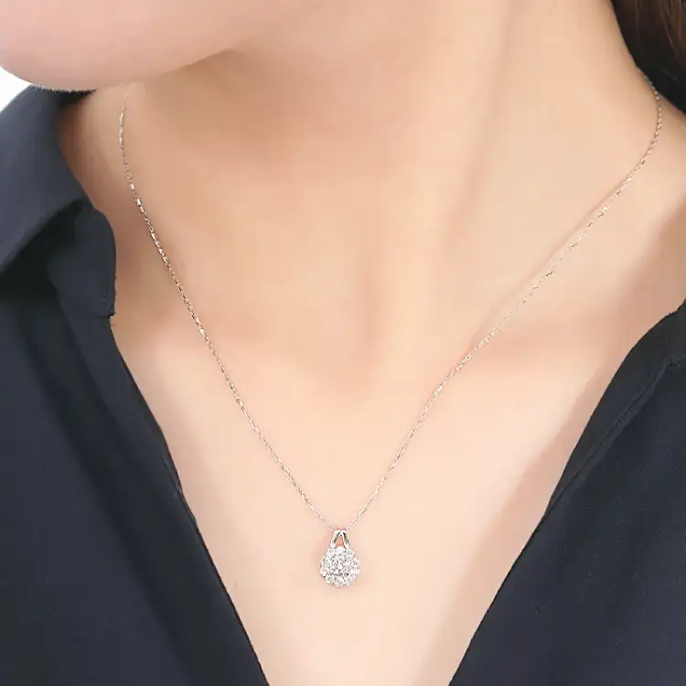 ネックレス プラチナ PT900 ダイヤモンド 0.35ct 取り巻き フラワー ペンダント 【f218-pt】