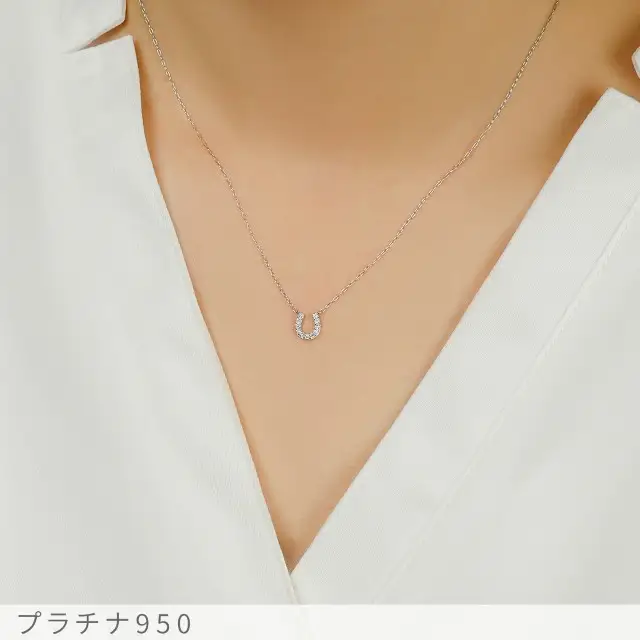 Pt ホースシュー ダイヤモンド ネックレス Small /b0270da
