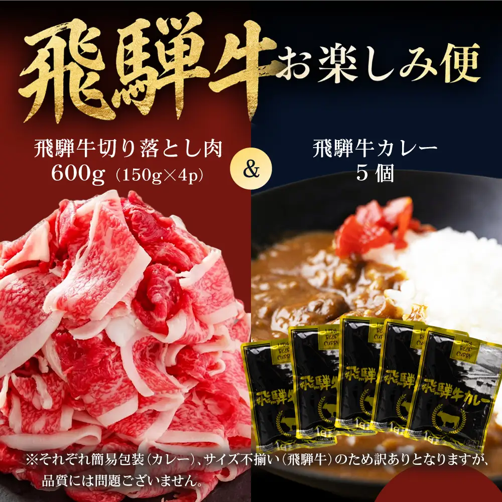 【飛騨牛お楽しみ便】飛騨牛 カレー (5袋) 切り落とし肉 お届け便 | 常温 冷凍 配送 訳あり 訳アリ 飛騨牛 肉 牛 ビーフカレー すき焼き すきやき 簡易包装 レトルト ご当地カレー 人気 おすすめ 便利 小分け 飛騨高山 高山ミート ふるさと清見 ZZ024