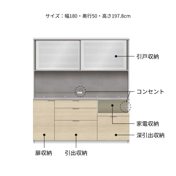 キッチンボード RLH-1800R [No.1282] ／ 家具 インテリア 岐阜県
