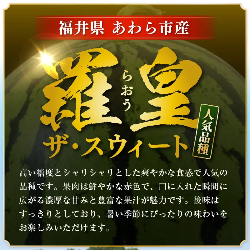 【先行予約】藤重農園の露地スイカ 羅皇ザ・スイート １玉（約7kg）※2027年7月中旬以降順次発送 [aw083-a004]