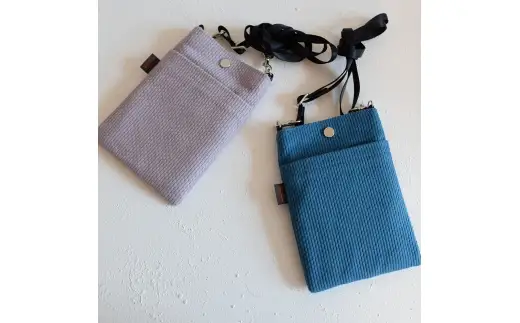 三河木綿刺し子織 sasicco スマホショルダー （ ターコイズ ） 