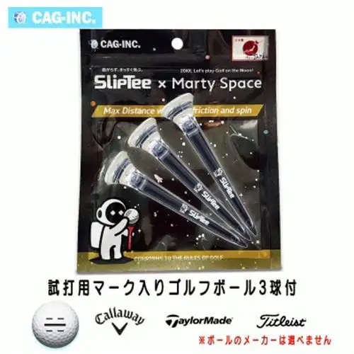 SlipTee x Marty Golf コラボ　透明ゴルフティー 試打用ゴルフボール3球付【1744653】