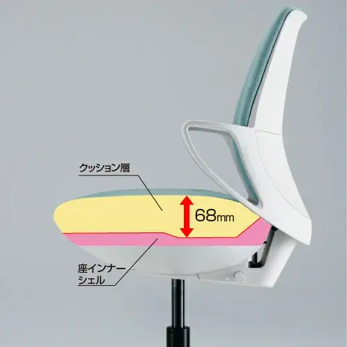コクヨ チェアー ピコラリビナ (ブラック) C10-B12CG-E1G9B61 ハイバック・肘付・黒樹脂脚・本体白・布･ゴム単輪キャスター／在宅ワーク・テレワークにお勧めの椅子【136-02】