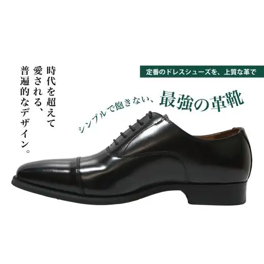【D9601 ブラック】27.0cm 定番のディティール ストレートチップ