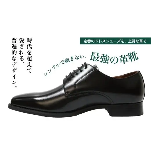 【D9600 ブラック】25.0cm 定番のディティール プレーントゥー