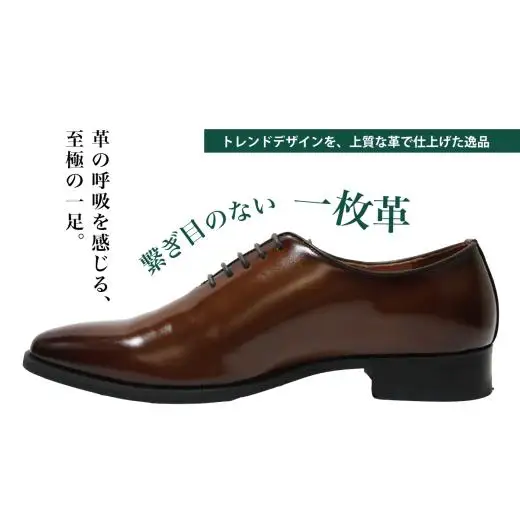 【D5500 ブラウン】24.5cm ホールカット（一枚革）ドレスシューズ