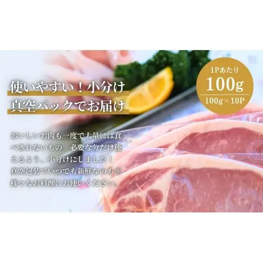 【3回定期便 総計3.0kg！真空個包装で便利】ありたぶた ロース 厚切り とんかつ用 3ヶ月 連続 定期便 1kg（100g×10パック）【有田まちづくり公社】佐賀県産 有田町産 ブランド豚 ありたぶた 豚 ぶた 豚肉 ロース肉 とんかつ トンテキ ステーキ 小分け 全3回 zh015