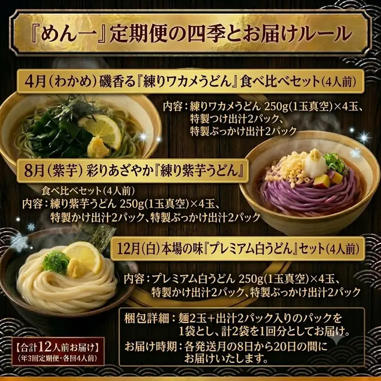 【冷凍茹で麺】めん一の「練り込み麺（紫芋・ワカメ）・白うどん」食べ比べ定期便（年3回）【C-32】