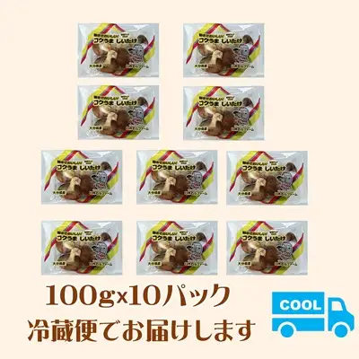 軸までおいしい！コクうま　生しいたけ（100ｇ×10パック）