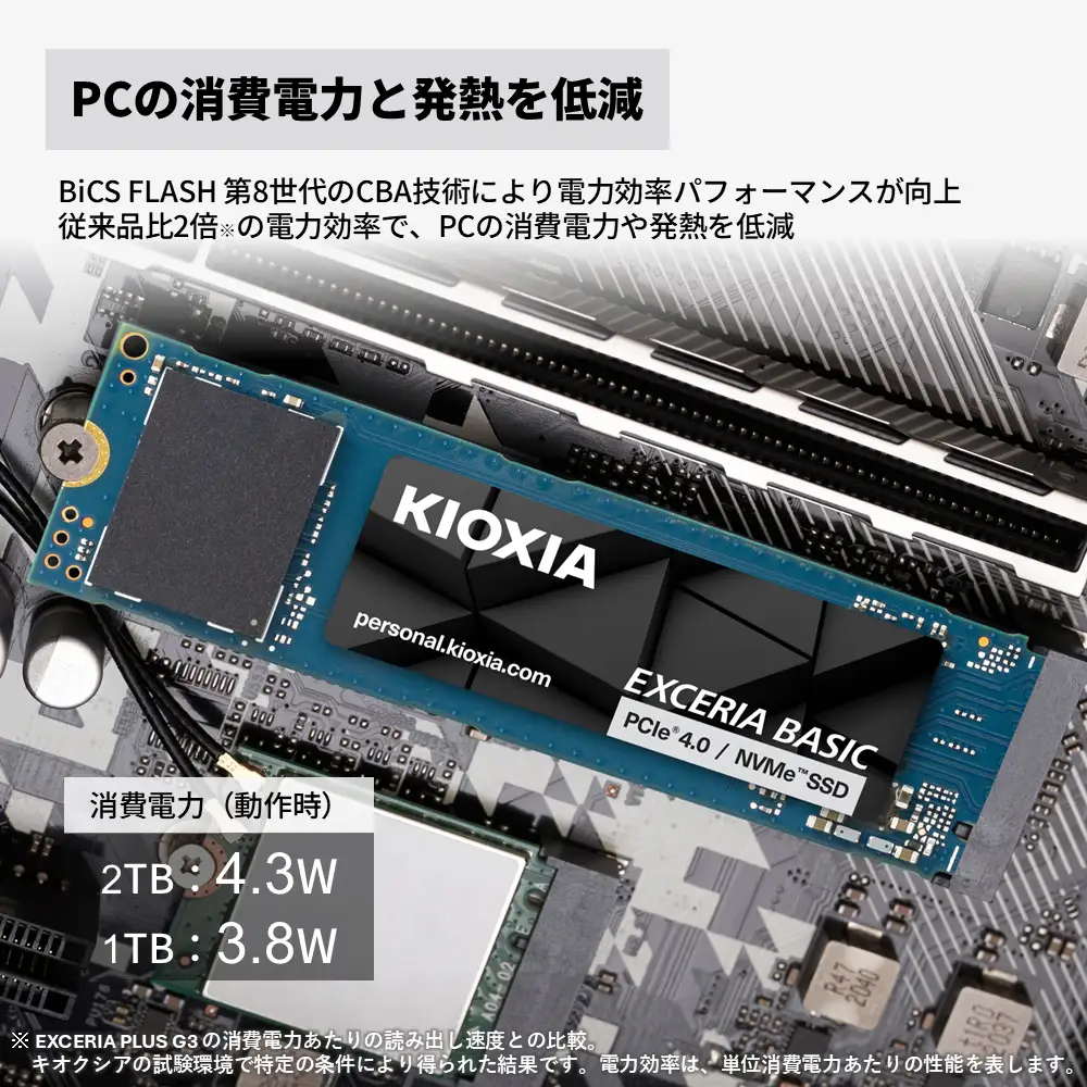 キオクシア（KIOXIA）PCIe🄬 Gen4x4 内蔵SSD EXCERIA BASIC 1TB NVMe M.2 Type2280