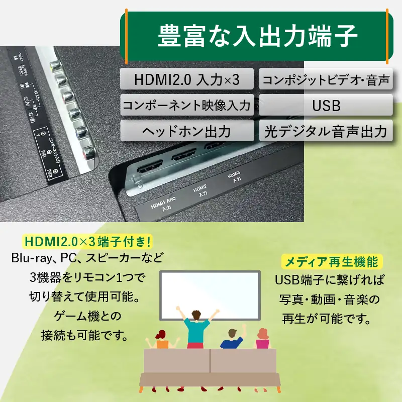 チューナーレステレビ 65V型 4K対応 テレビ（AP65DPXD）