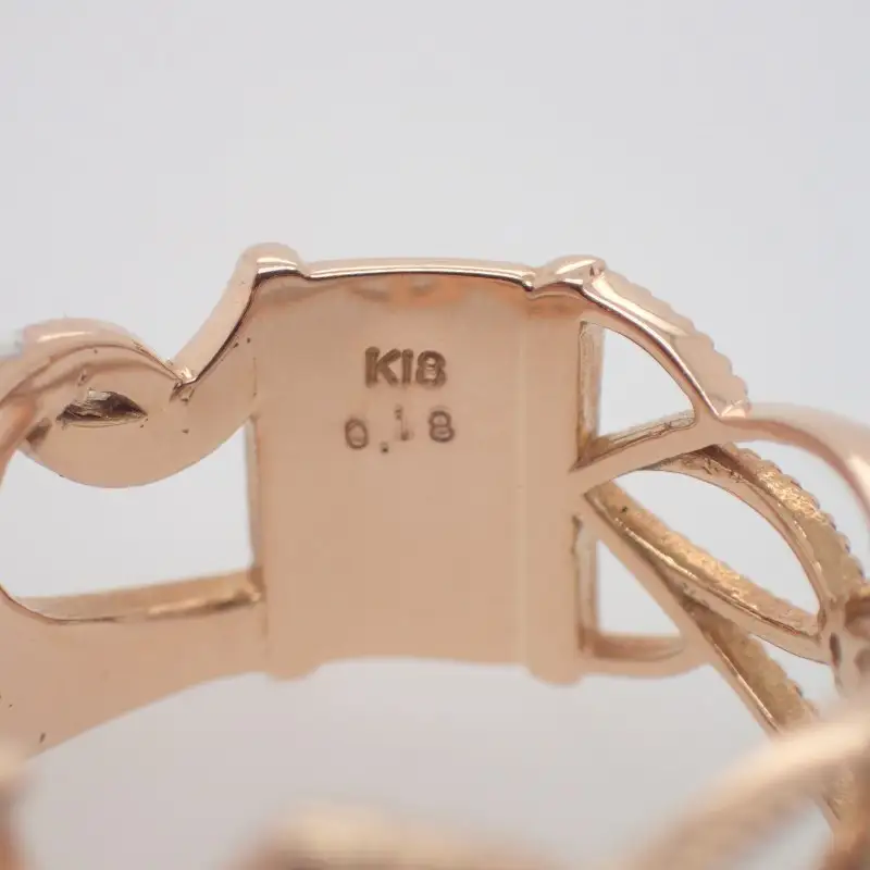 ジュエリー産地甲府　K18ピンクゴールド２WAYダイヤリング　ダイヤ0.18ct サイズ＃14～20　22231