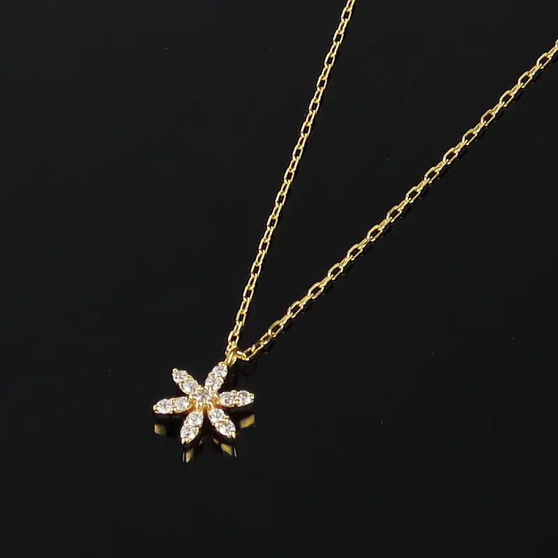 K18 YG ダイヤ 0.05ct フラワーペンダント PNI-54