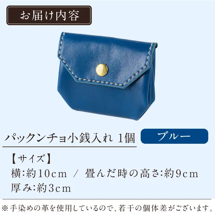 K-720-E パックンチョ小銭入れ＜ブルー＞【m's】霧島市 革 革製品 牛革 本革 ヌメ革 財布 お財布 小銭入れ ハンドメイド 手作り エムズ