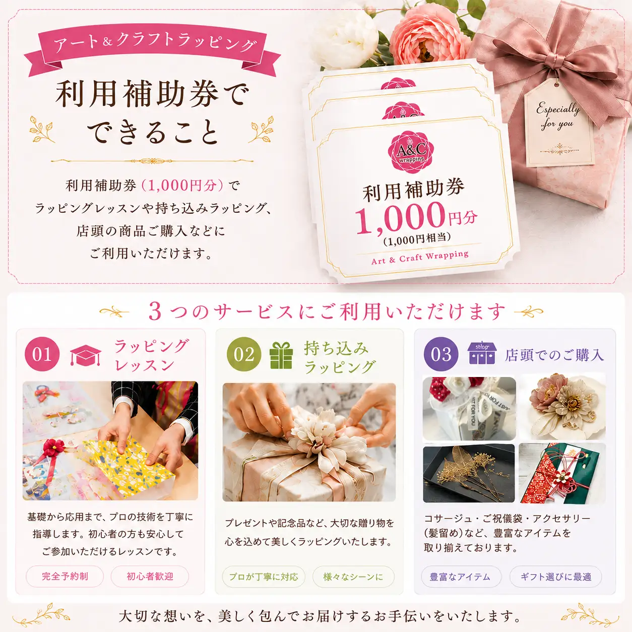 3000円分相当 利用券 【アート＆クラフトラッピング】 チケット ギフト券 クーポン