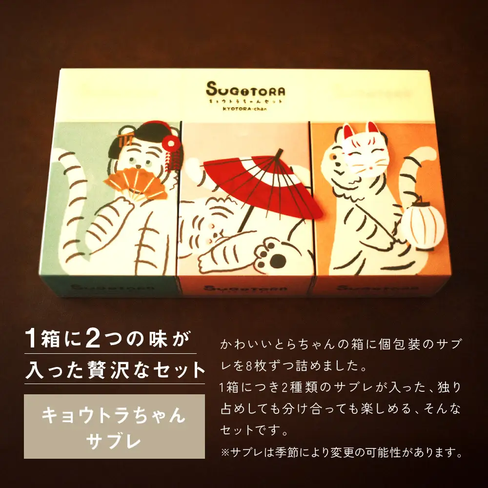 【SUGiTORA】キョウトラちゃん サブレ6種24枚入り｜京都 スイーツ ブランド 人気セット
