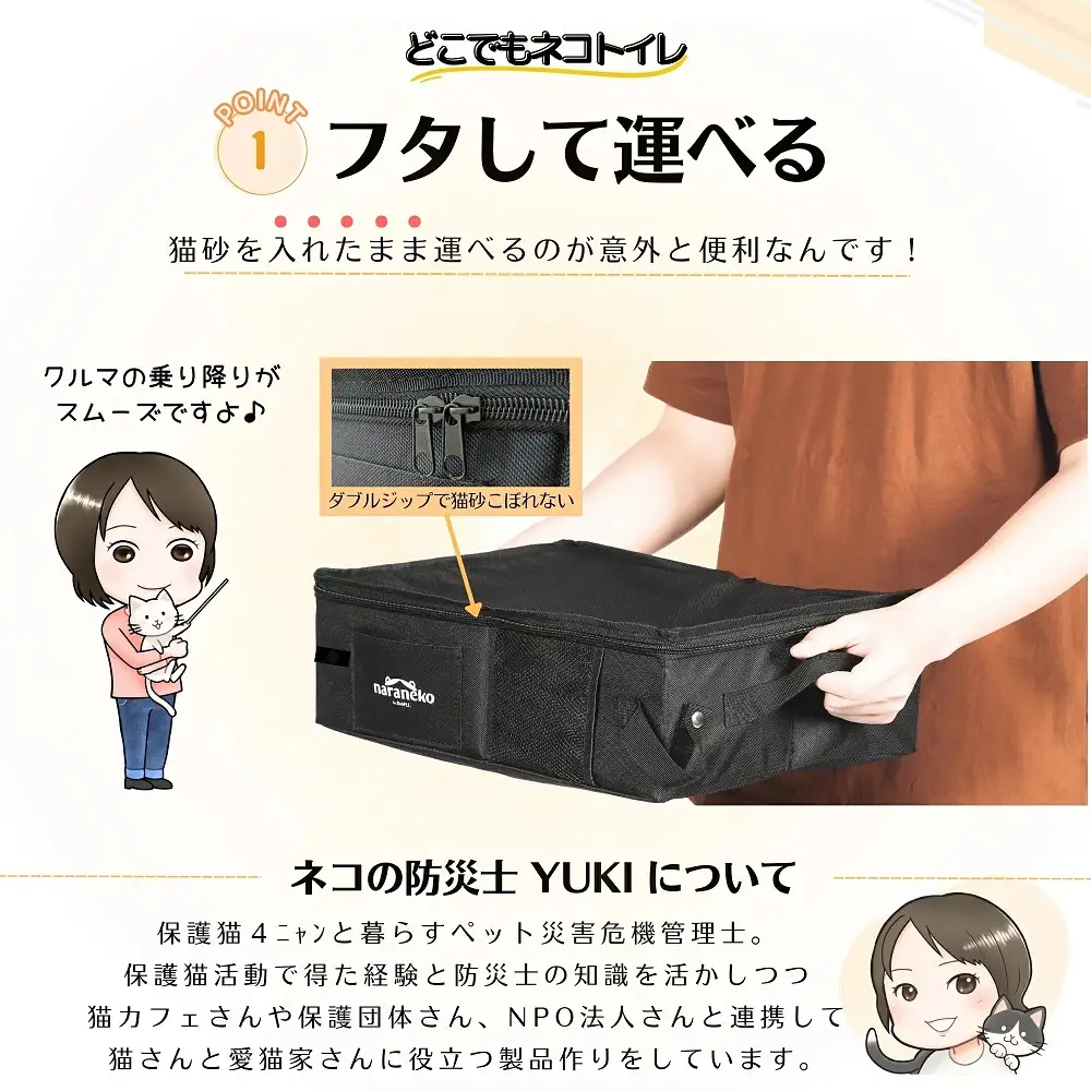 どこでもネコトイレ 折りたたみ 猫用 ポータブル お手入れ簡単 旅行 防災 ナラネコ:普通サイズ