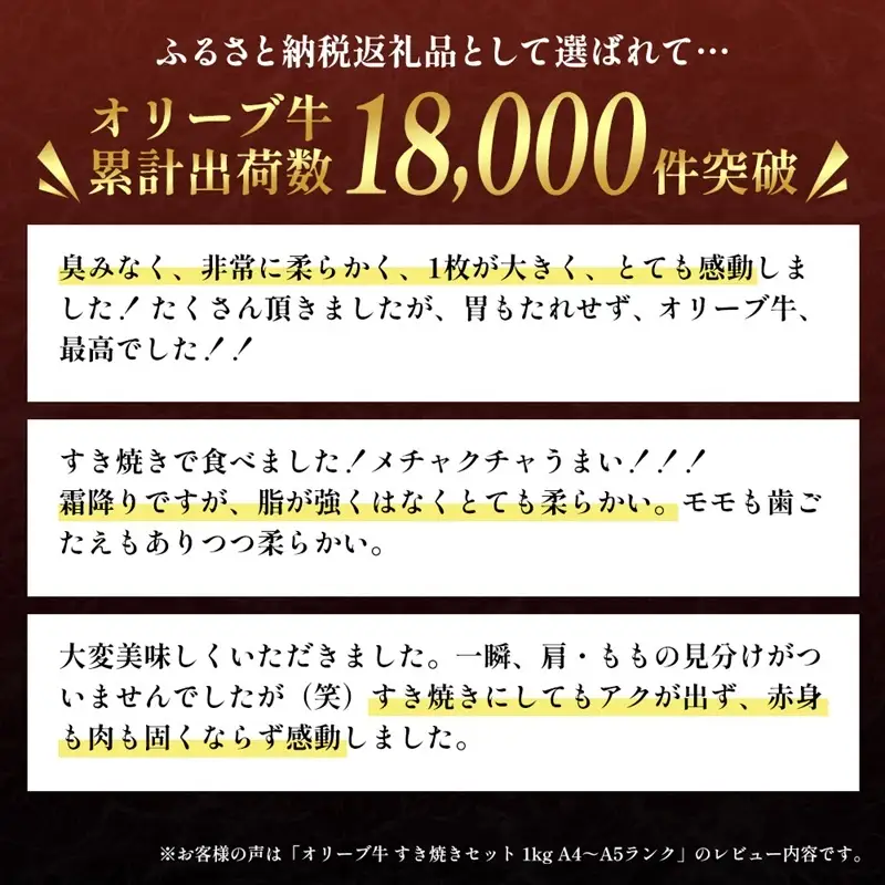 「期間限定」香川県産黒毛和牛オリーブ牛「すき焼き1kg(500g×2p)」牛肉 肉 お肉 和牛 香川 香川県 東かがわ市