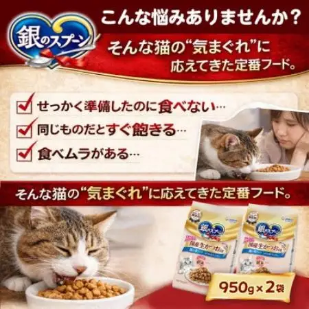 ユニ・チャーム 銀のスプーン 国産生かつおin 海の幸ブレンド 950g×2袋【1748844】