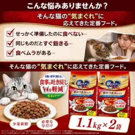 銀のスプーン 贅沢うまみ仕立て 食事の吐き戻し軽減フード 白身魚・しらす入り 1.1kg×2袋【1748861】