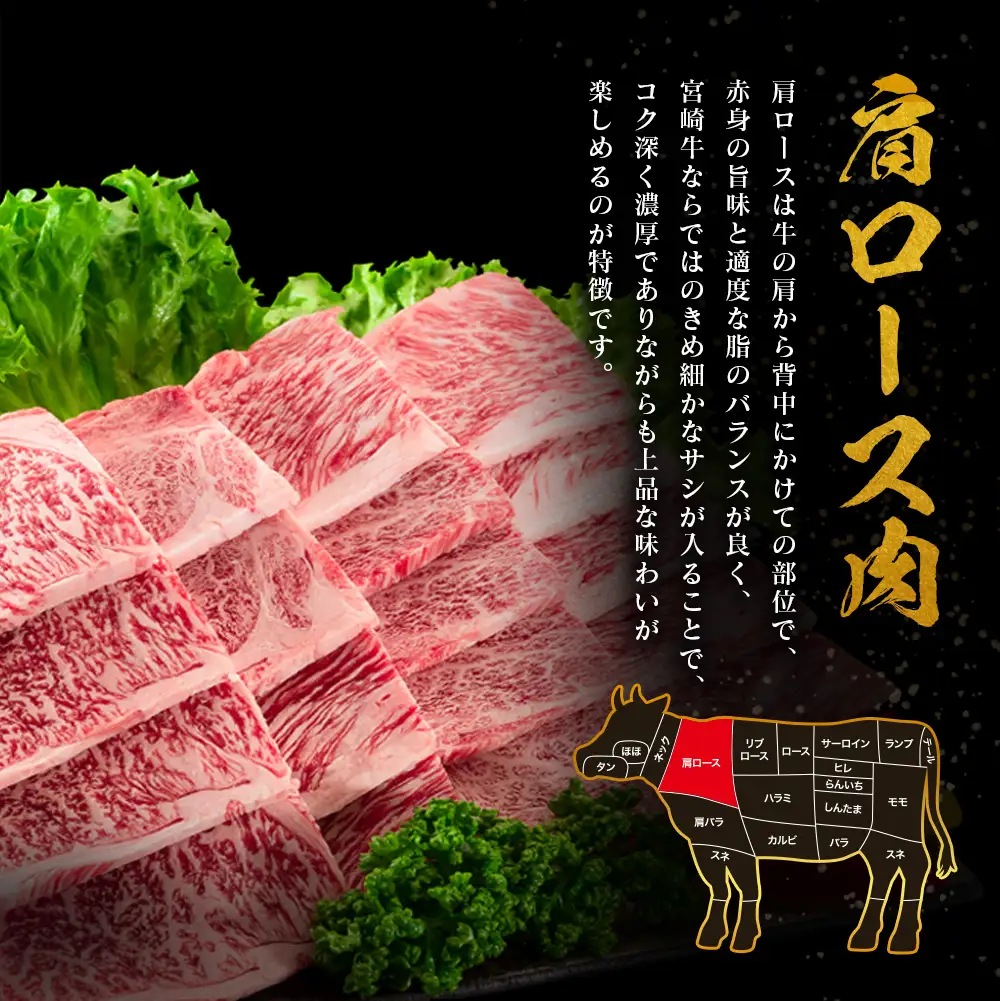 14営業日以内出荷 宮崎牛 肩ロース肉 焼肉 計400g SB710-Y-14D