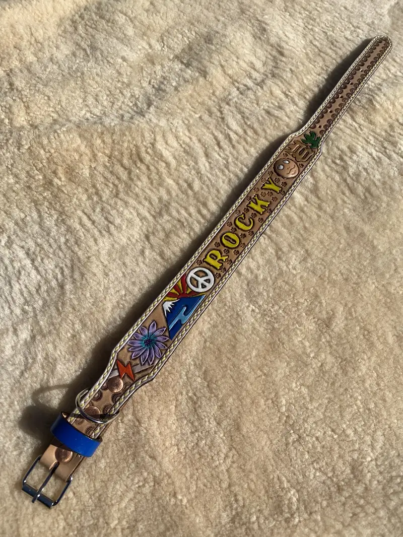 ワイド幅首輪 大型犬　ハンドメイド (a79-002)