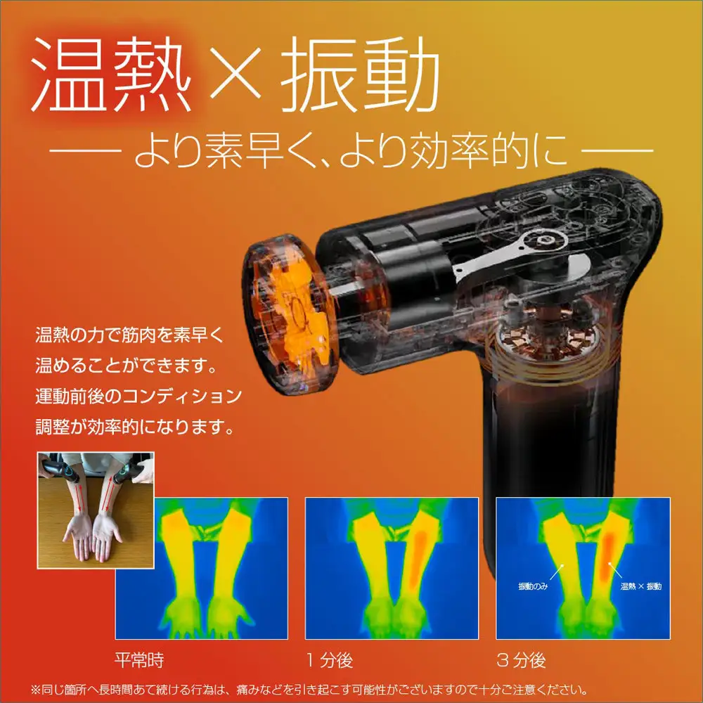 ボディケアガン ティゴラ/3段階温熱機能/パワフル振動/軽量/静音