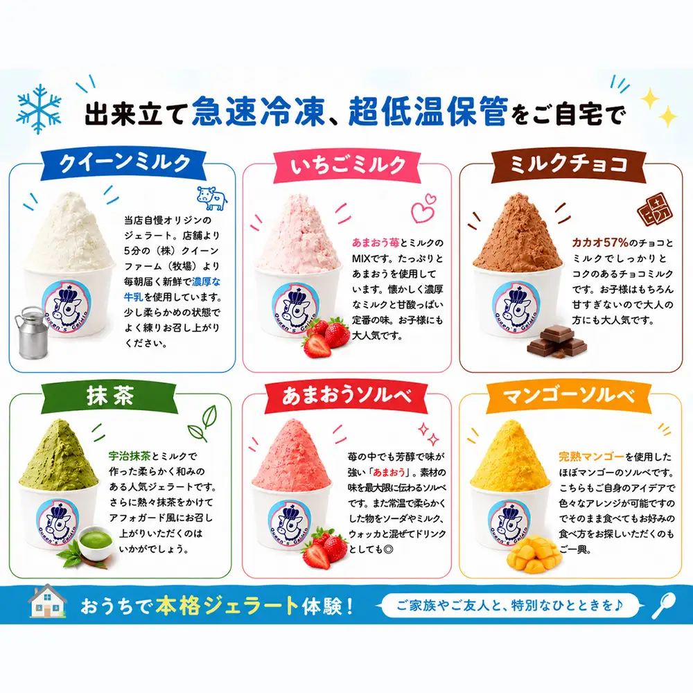 クイーンズジェラート レギュラーカップ12個セット 100ml×12個 （6種 各2個） | Queen’s Gelato クイーンファーム ジェラート 贈物 贈答 プレゼント ミルク クイーンミルク いちごミルク ミルクチョコ 抹茶 マンゴーソルベ　あまおうソルベ QF-3