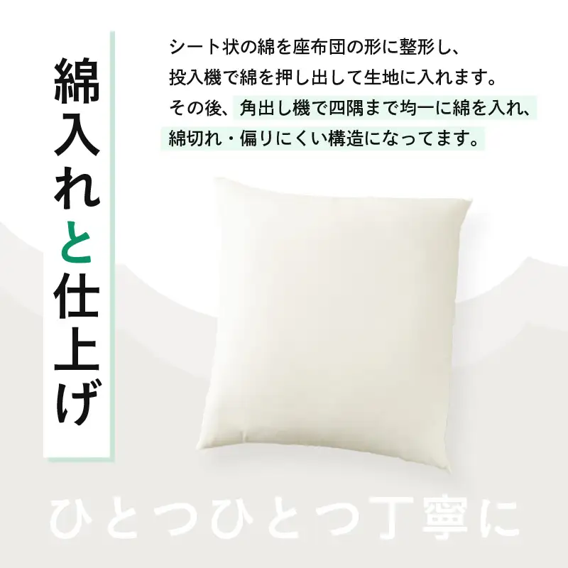 ウレタン×高密度反毛わた ハイブリッドヌード座布団 2枚（銘仙判55×59cm）（側ポリエステル）[A-20455]