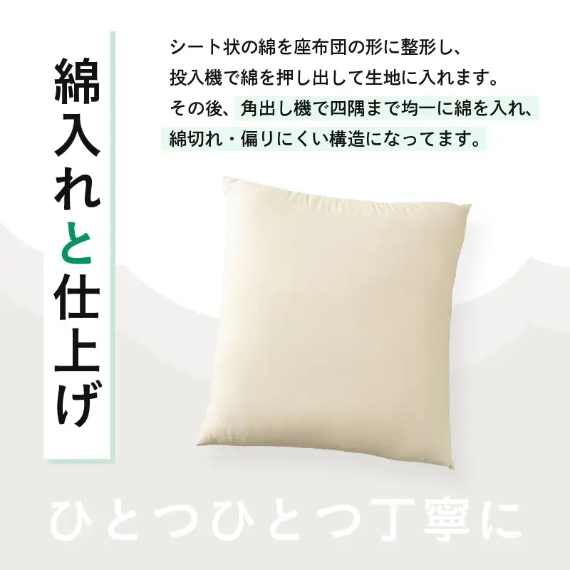 ウレタン×高密度反毛わた ハイブリッドヌード座布団 4枚（銘仙判55×59cm）（側キナリ）[C-20403]