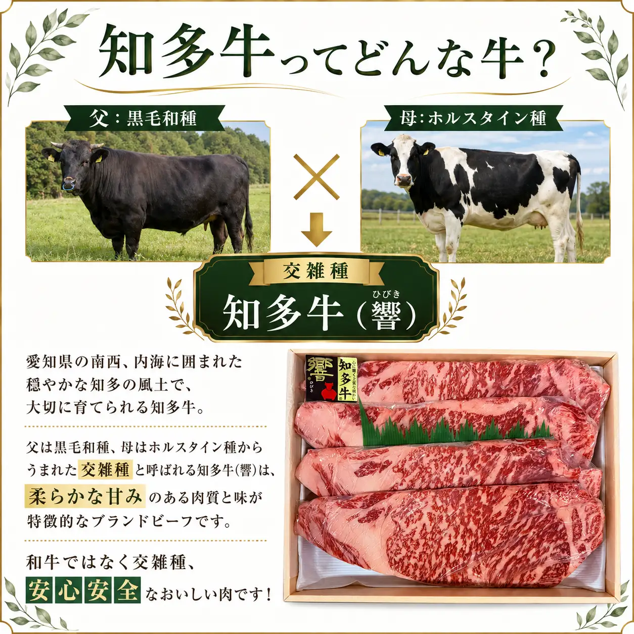 知多牛（響）サーロインステーキ2枚400ｇ ・肩ローススライス250ｇ 計650ｇ | ブランド牛 国産牛│丸一精肉