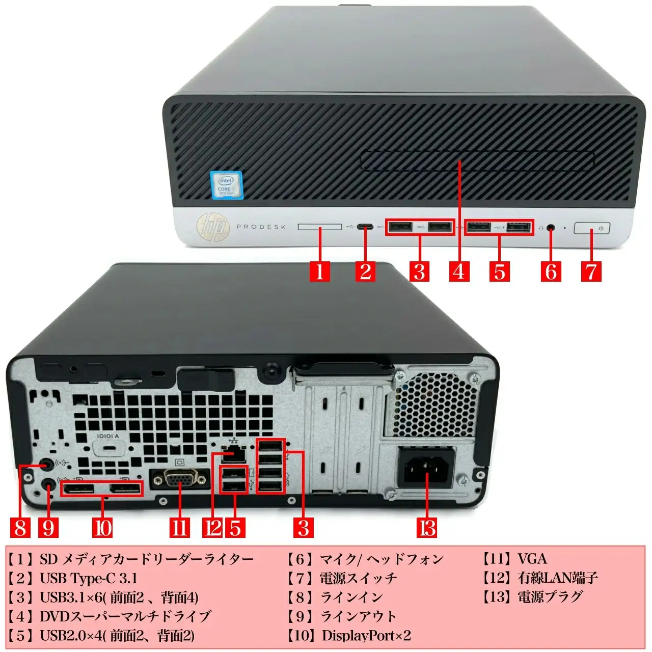 【Windows11】【整備済み品】HP ProDesk 400/600/800 G4 SFF 第8世代 Core i5 8GB SSD256GB WPS Office キーボード＆マウス付 デスクトップPC | パソコン 中古PC 電子機器 日用品
