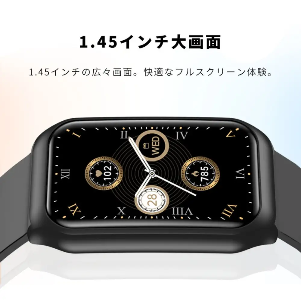 【シルバー】スマートウォッチ 通話機能付き 1.45インチ大画面 タッチスクリーン Bluetooth 6.1 音楽プレイヤー 消費カロリー 歩数計smart watch マルチ運動モード IP68防塵防水 心拍数測定 着信/Twitter/Facebook/LINE/メッセージ通知 日本語取扱説明書 【PL保険加入済み製品・安心】