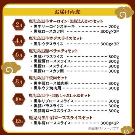 【発送月固定定期便】鹿児島黒牛・黒豚食べ比べ定期便(南九州市)全6回【配送不可地域：離島】【4088658】