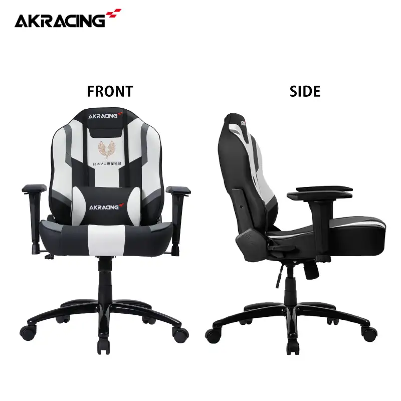 AKRacing MJ Grey 日本プロ麻雀連盟モデル エーケーレーシング ゲーミングチェア ローバックチェア（ランバーサポート付き）