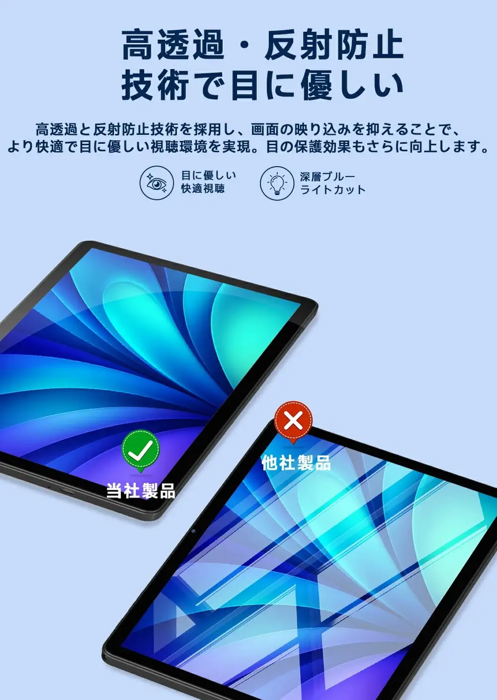 【PHILIPS T8015 タブレット専用】ガラスフィルム 2枚付き | 9H硬度 ブルーライトカット 高透過率 指紋防止 気泡ゼロ 保護 強化ガラス フルカバータイプ 液晶保護フィルム フィリップス T8015 タブレット用