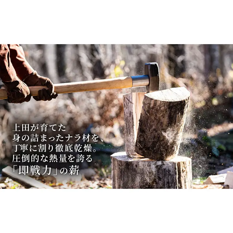 【薪ストーブ専用】極上ナラ材 薪 20kg（中割）高品質・乾燥済み ／ 長野県産 薪ストーブ  ストーブ愛好家 キャンプ 広葉樹 焚き火 信州 長野県 上田市