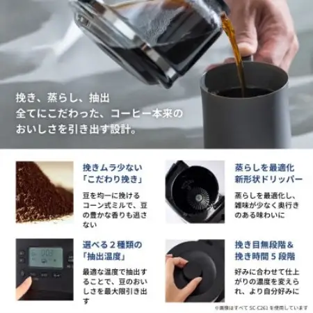 シロカ　コーン式全自動コーヒーメーカー カフェばこ PRO　SC-C281【1746011】