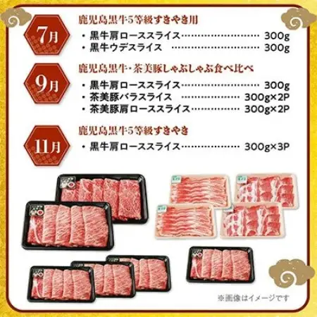 【発送月固定定期便】鹿児島黒牛・茶美豚食べ比べ定期便(南九州市)全6回【配送不可地域：離島】【4088656】