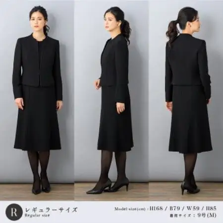 【自宅で洗える】後ろスタンドワンピーススーツ レディースブラックフォーマル レギュラー丈 9号/M【1751153】
