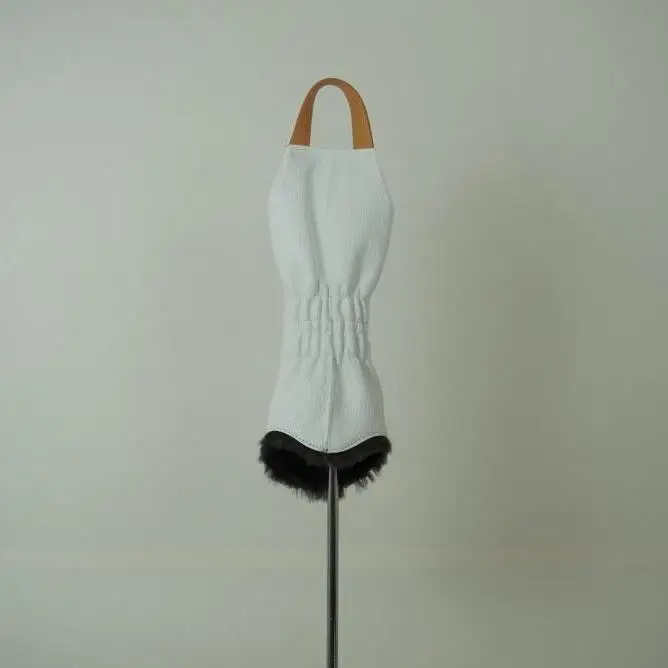 博多革工房HOMMONが作ったゴルフウッド用ヘッドカバー【博多織・牛革】：ホワイト＃3
