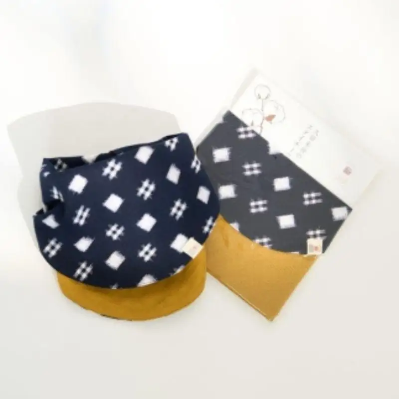 伝統工芸品“絣”を使った【スタイチーフ】《福岡市製造　by　TAKUMI Collection》【紺 井桁×アラレ】 タクミコレクション 匠コレクション TAKUMI Collection